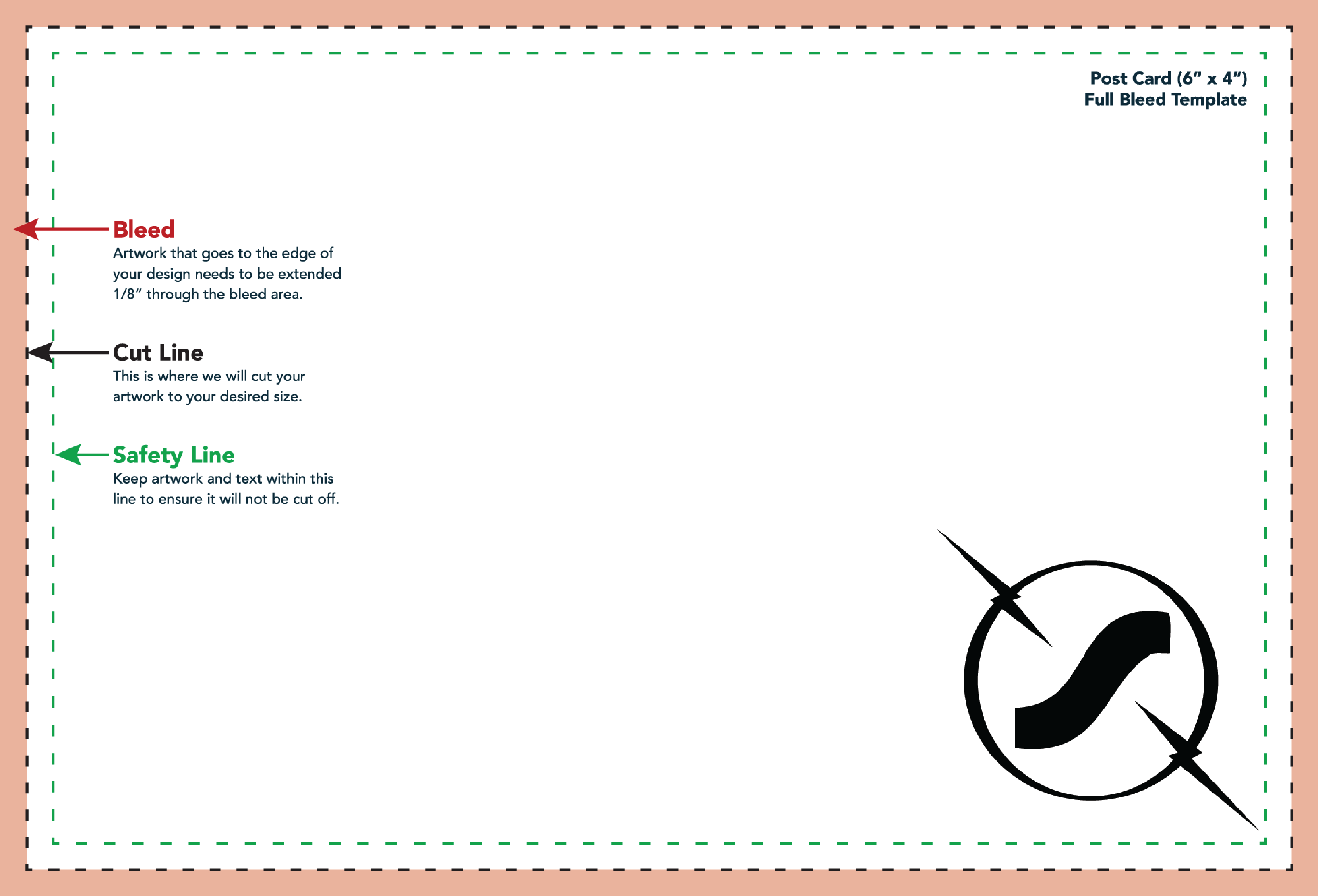 Bleed template diagram showing proper file setup for printing